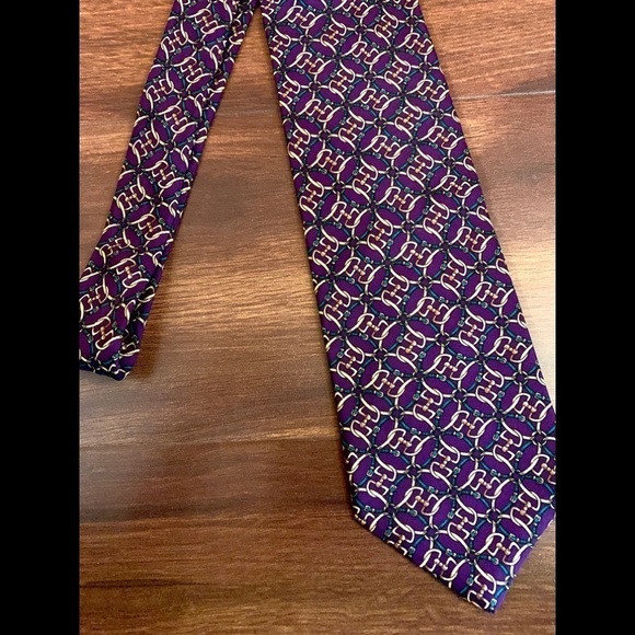 🍂SALE🍂 BROOKS BROTHERS Makers Purple All Silk Links Print Necktie Made In USA - Picture 6 of 9